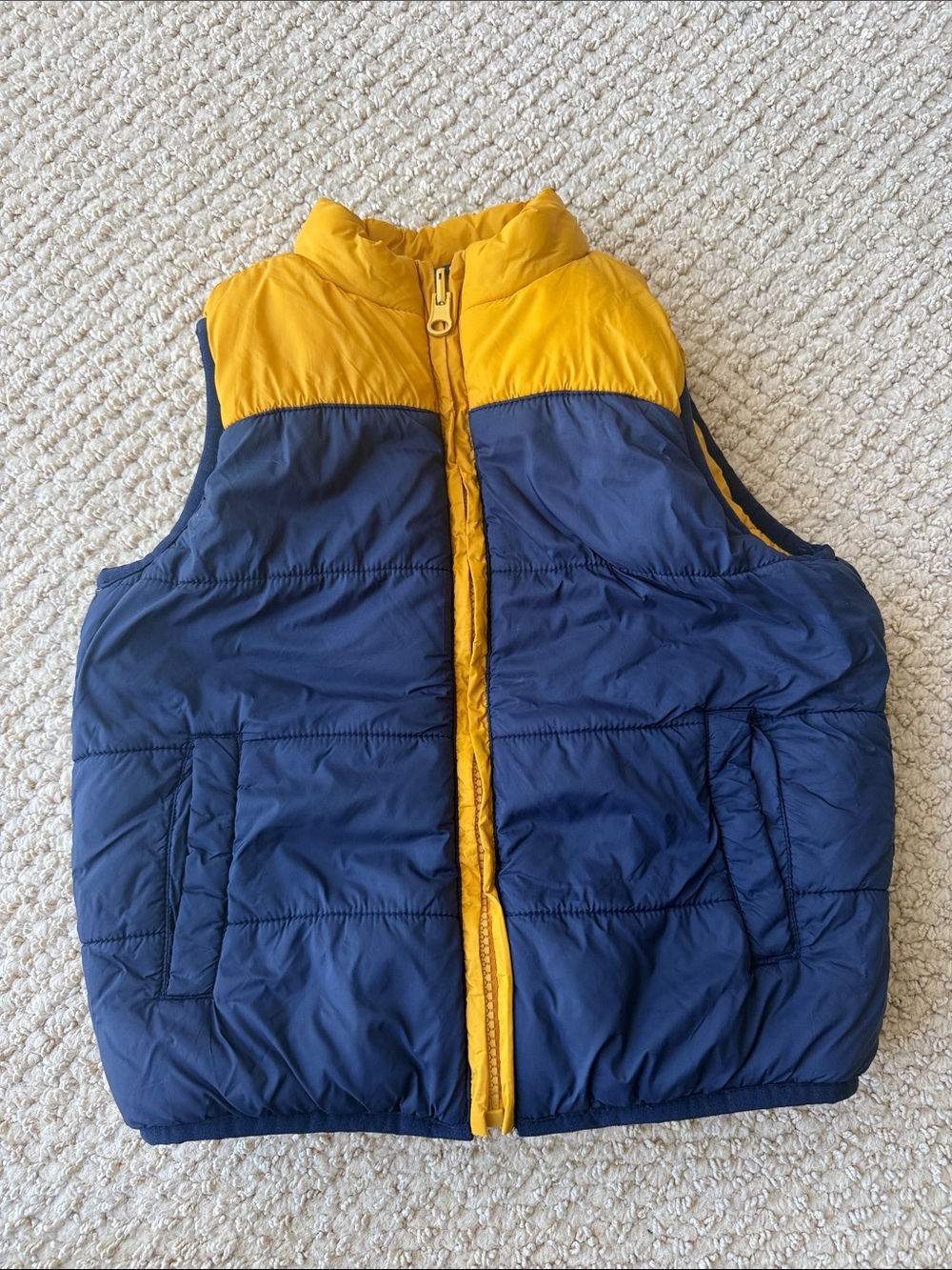 Janie and Jack Navy and Yellow Puffer Vest size 3 to 4